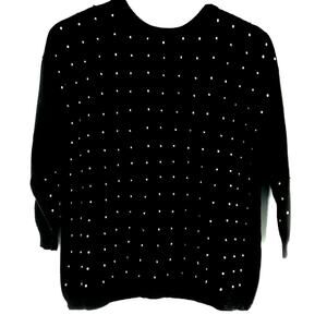 Cervelle Womens Sweater Size‎ XL Black Pullover Gold Beads Round Neck